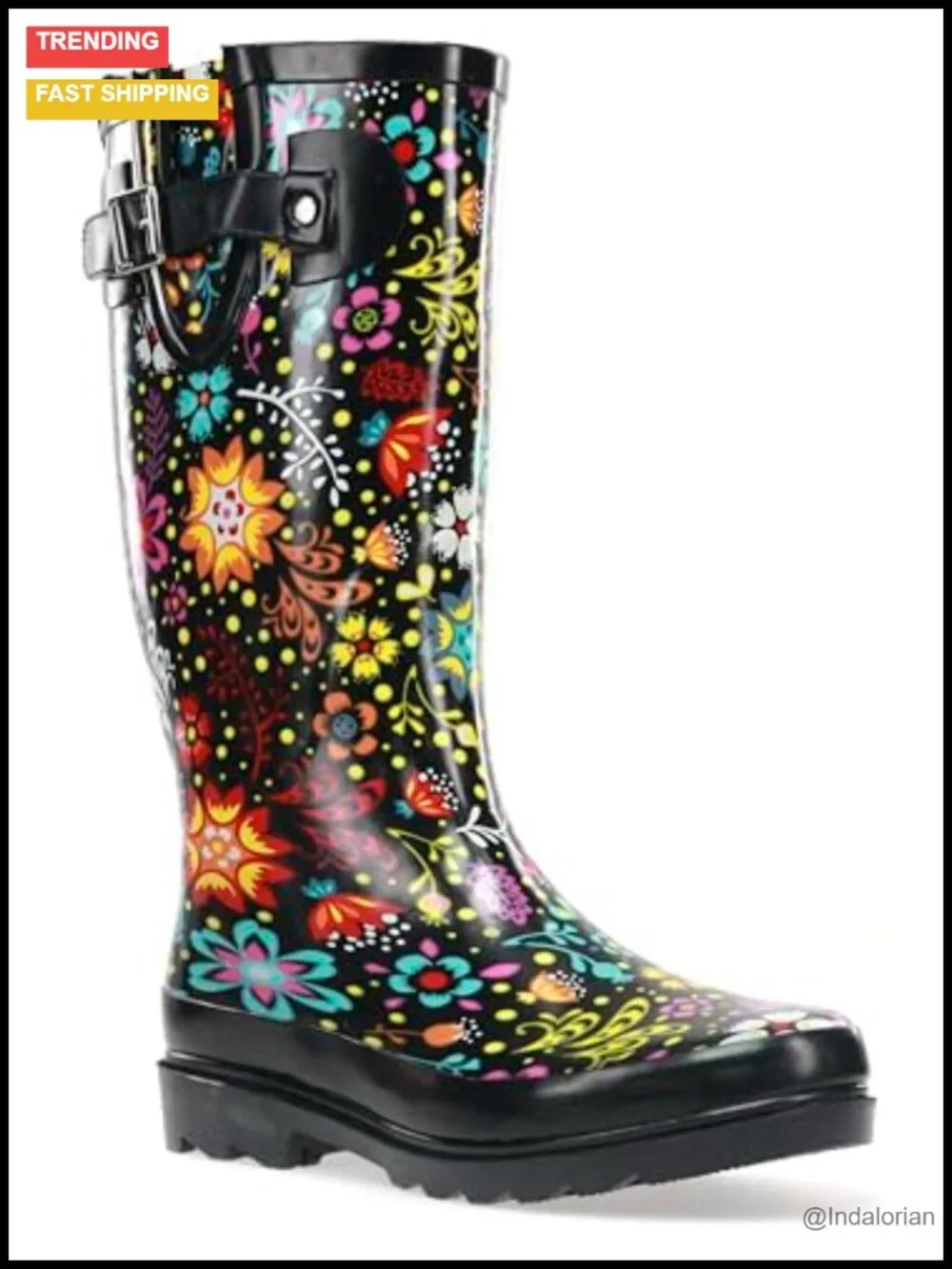 Women's Tall Waterproof Rain Boots with EVA Insole and Slip-Resistant Outsole